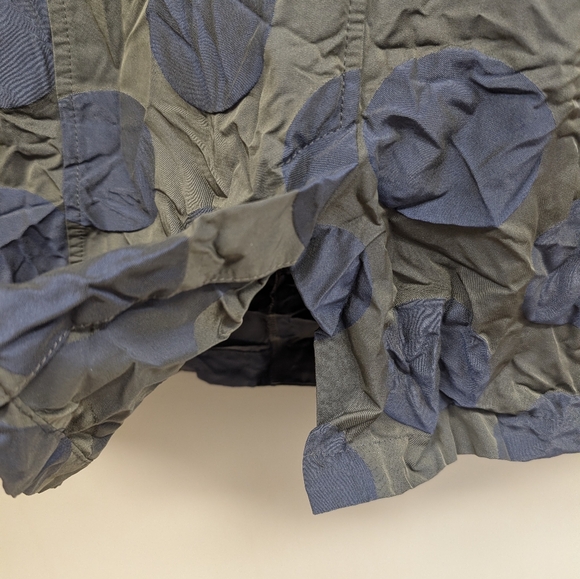 Sun Kim by Comfy USA Polka Dot Olive/Navy Crinkle Boyfriend Jacket Size Large - Picture 7 of 9